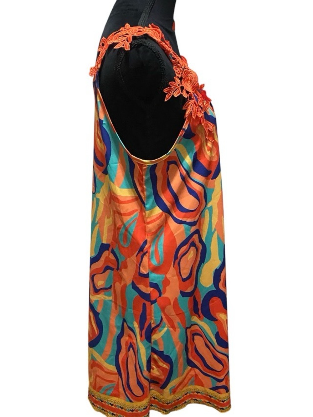 Vibrant Floral-Trim Sleeveless Dress - Picture 3 of 4